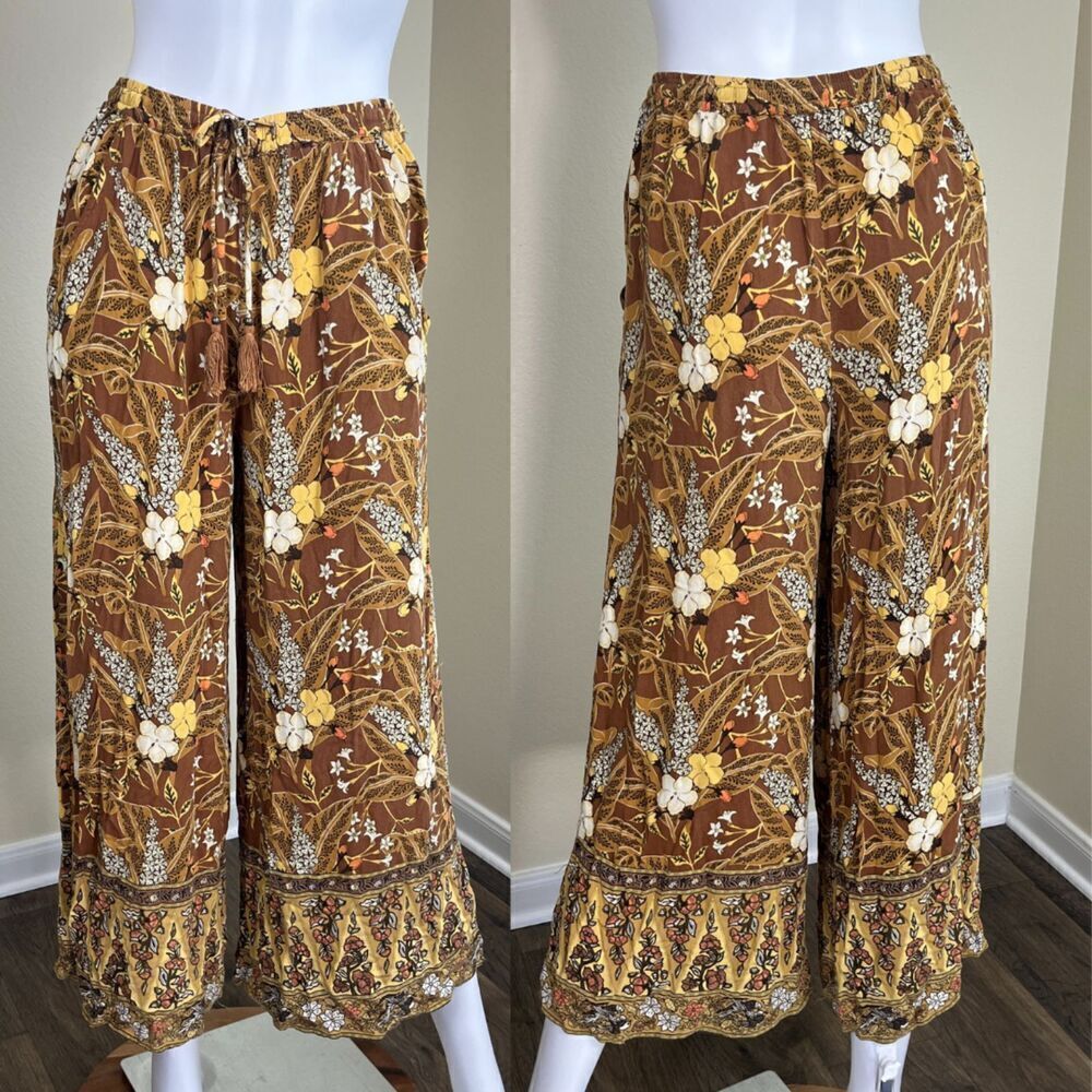 Spell & The Gypsy Collective Women's Size M Bianca Floral Wide Leg Pull On Pants